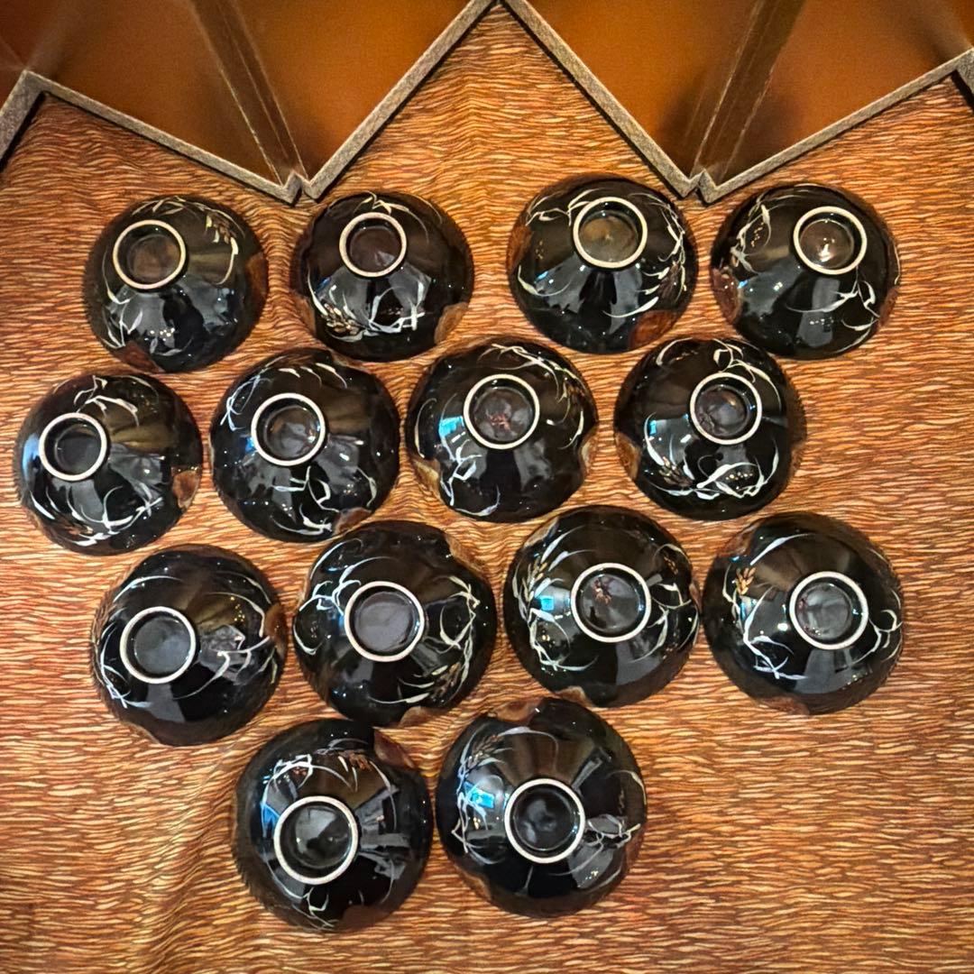 価格大幅改定！黒釉 蓋茶碗 14客揃 共箱 在銘 茶道具 懐石