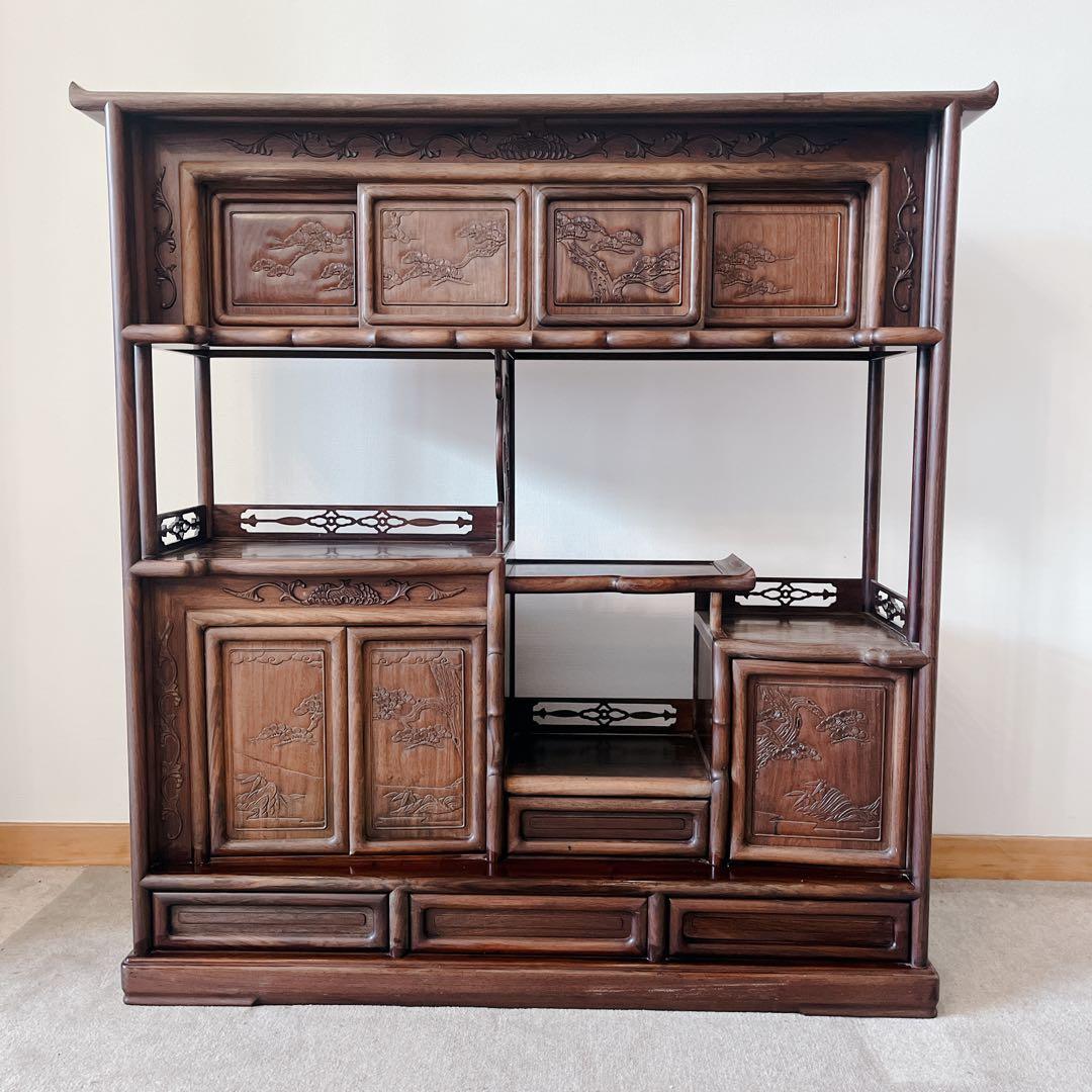 高級紫檀飾り棚　茶棚　飾り棚　唐木　飾り棚　昭和 紫壇 高級 和室 レトロ