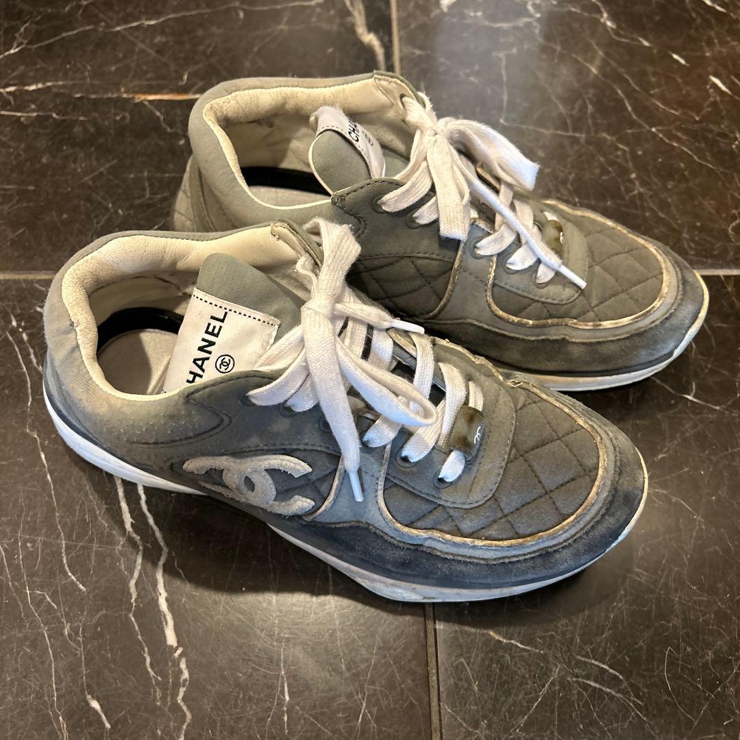シャネル　スニーカー　レディース　グレー　38