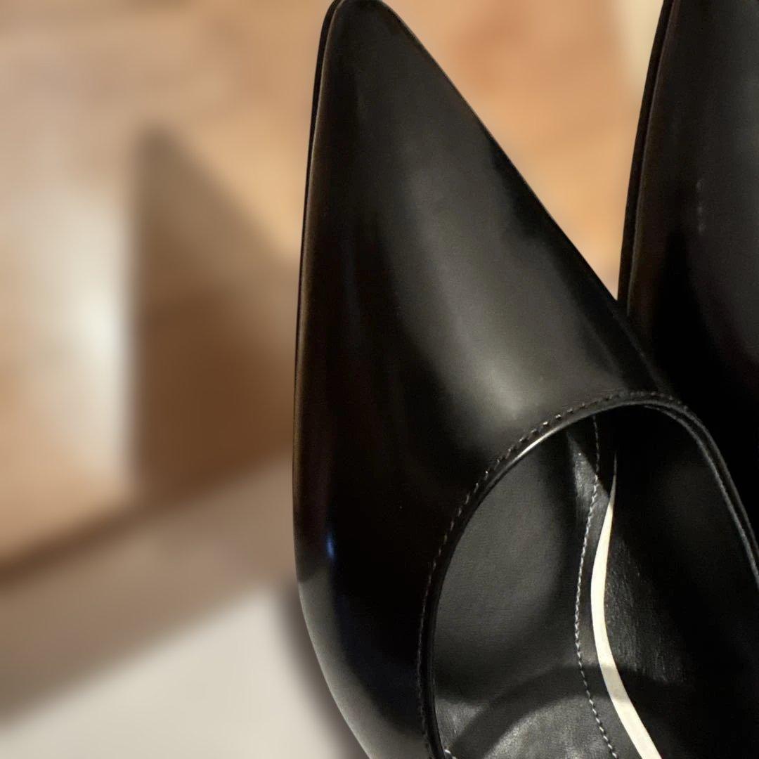 美品　DIANA パンプス　24cm ポインテッドトゥ　フラット　ブラック