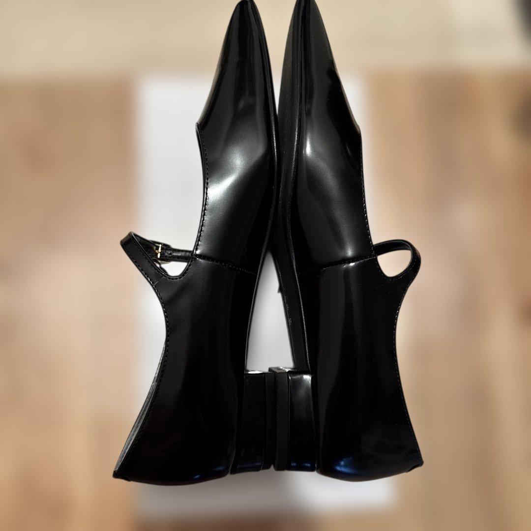 美品　DIANA パンプス　24cm ポインテッドトゥ　フラット　ブラック