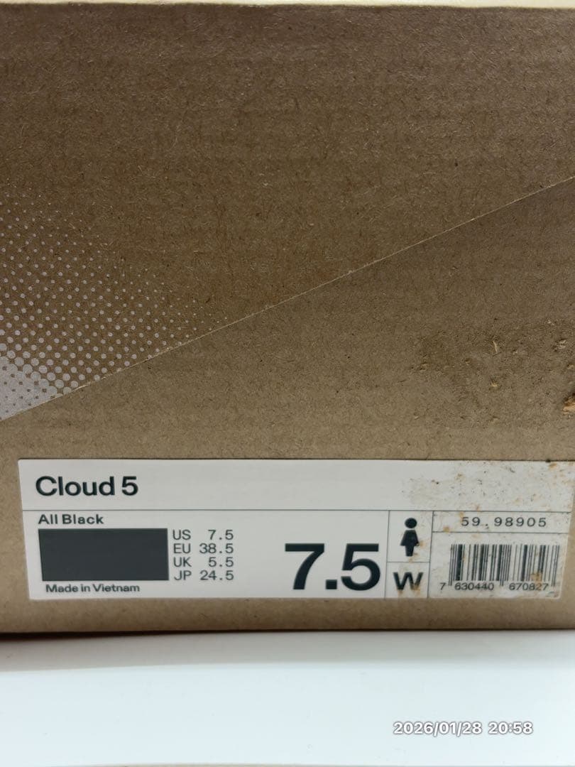 ONランニングシューズ Cloud5レディース All black 24.5cm