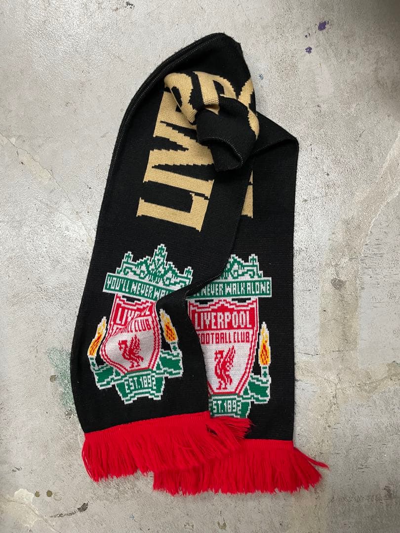00s Liverpool リバプール　サッカーマフラー　黒　y2k マフラー