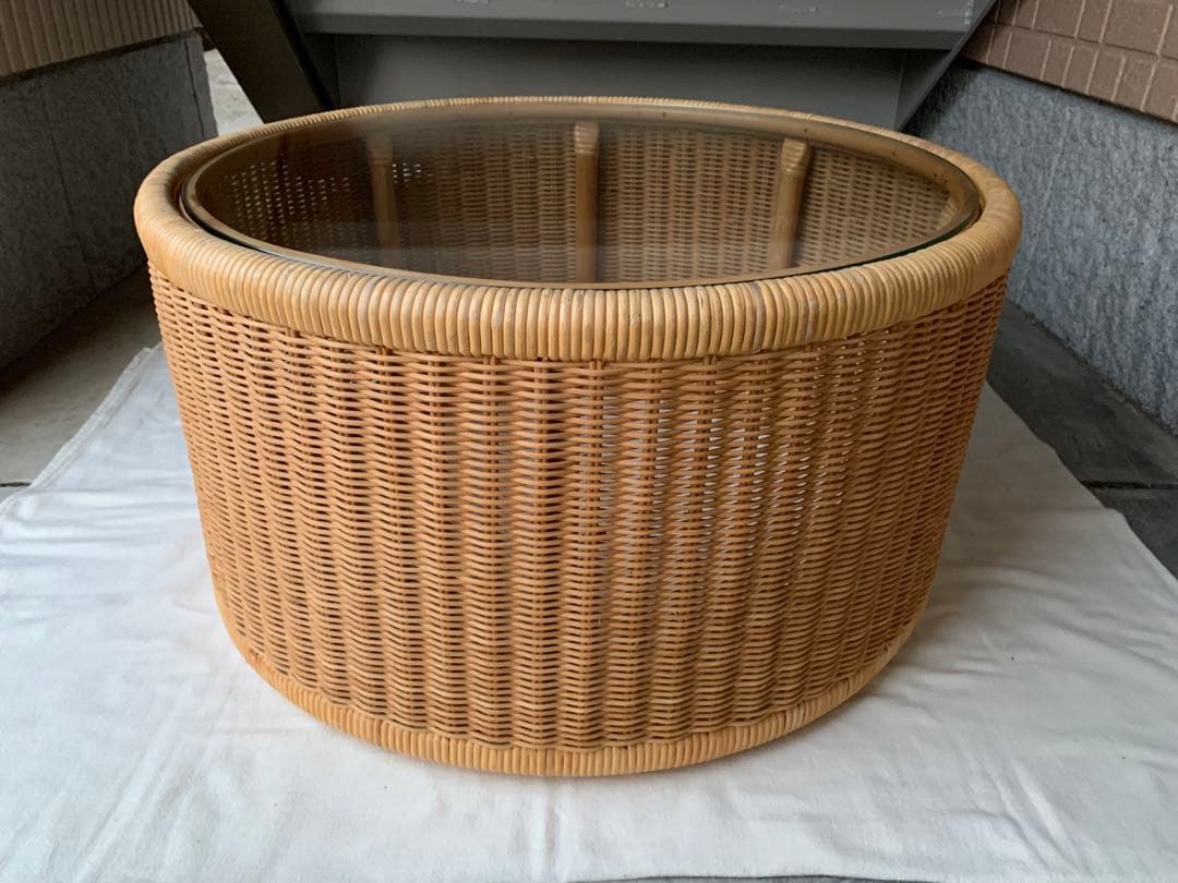 超希少 山川ラタン T-2090 剣持勇デザイン テーブル ジャパニーズモダン