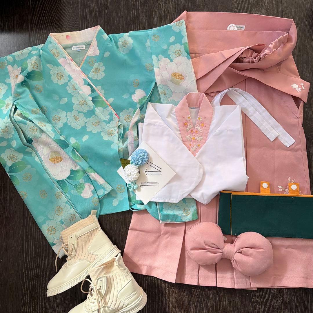 キャサリンコテージ　袴　120 ブーツ、髪飾り付き　フルセット