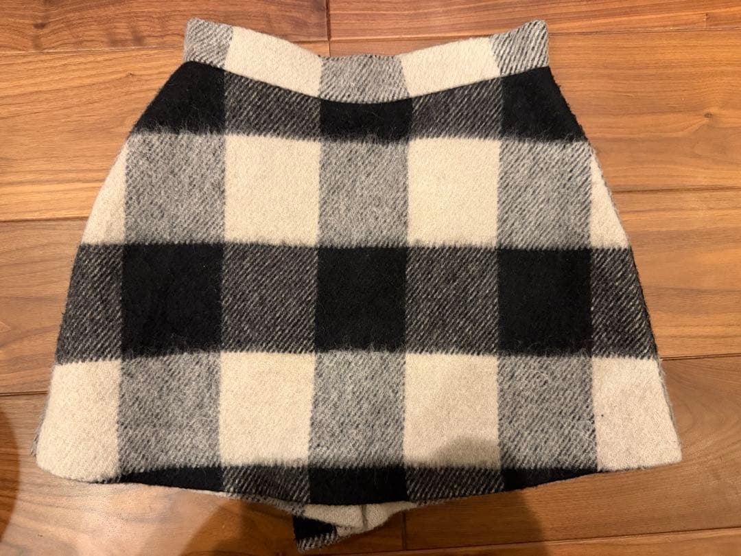 極美品　シェリエ CHERIE ブロックチェック キュロット　ウール M