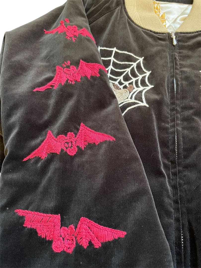 ミッキーマウス 刺繍 リバーシブル スカジャン サイズL