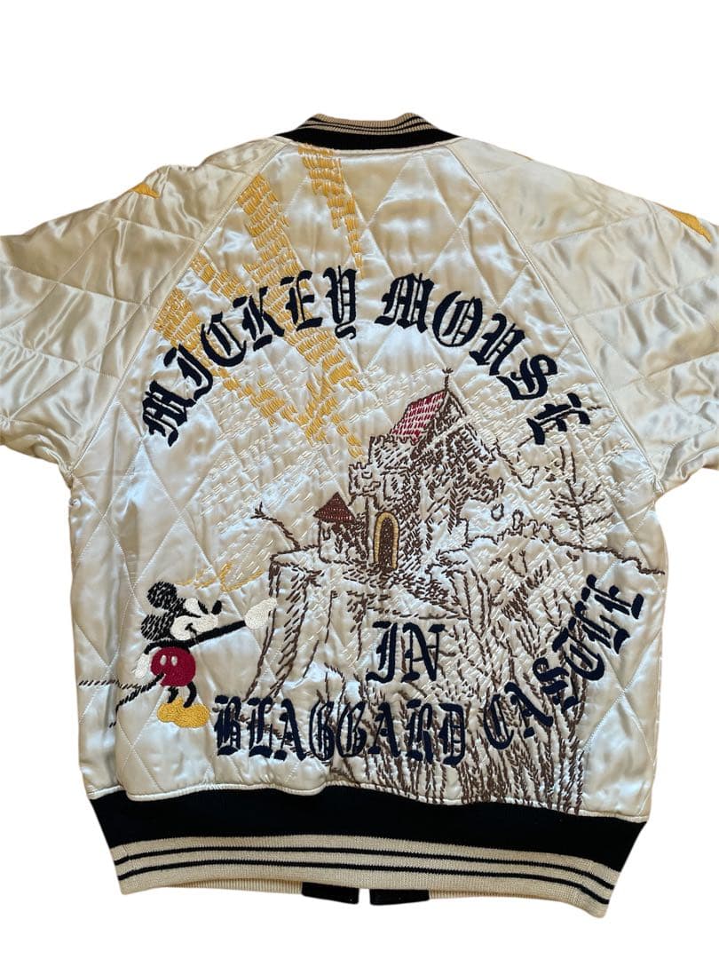 ミッキーマウス 刺繍 リバーシブル スカジャン サイズL