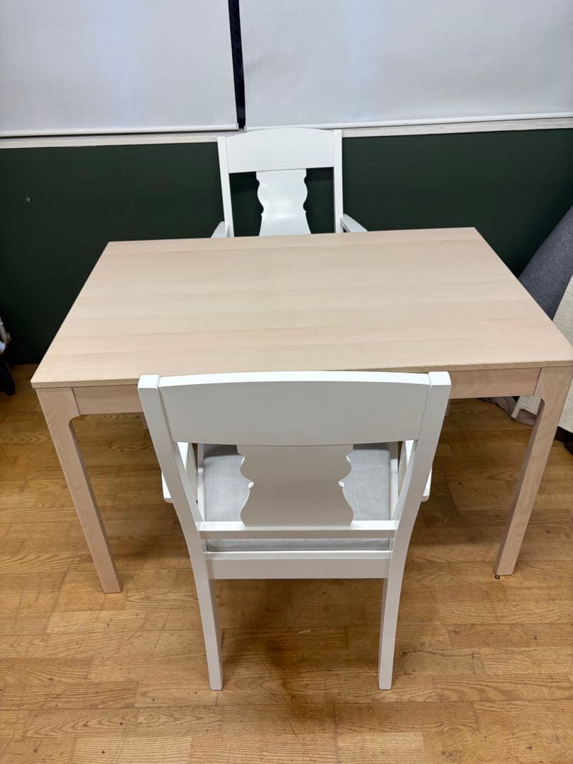 M051 IKEA ダイニング3点セット 幅1200〜1800mm