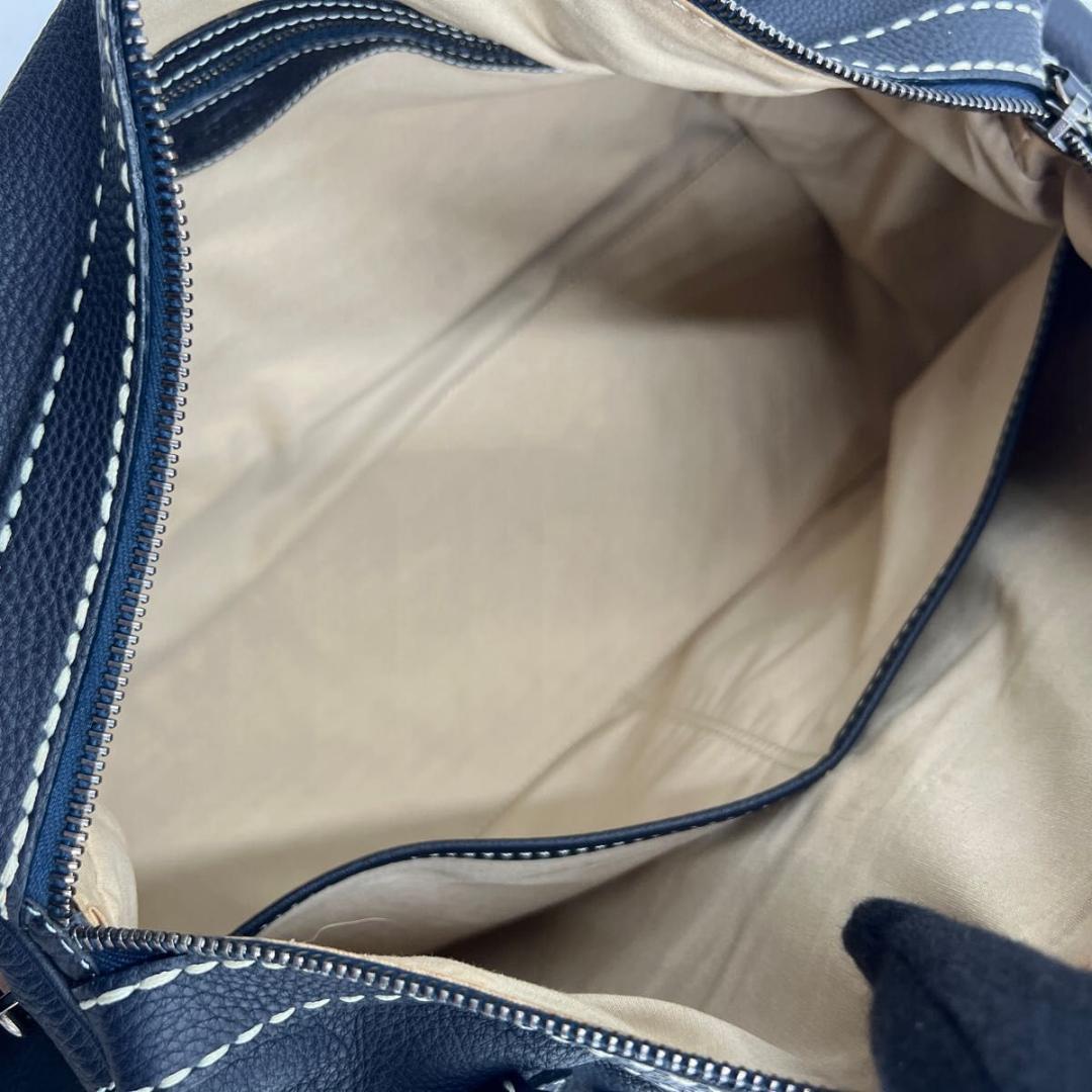 TOD’S トッズ ハンドバッグ ボストンバッグ型 ネイビー レザー 鍵付き