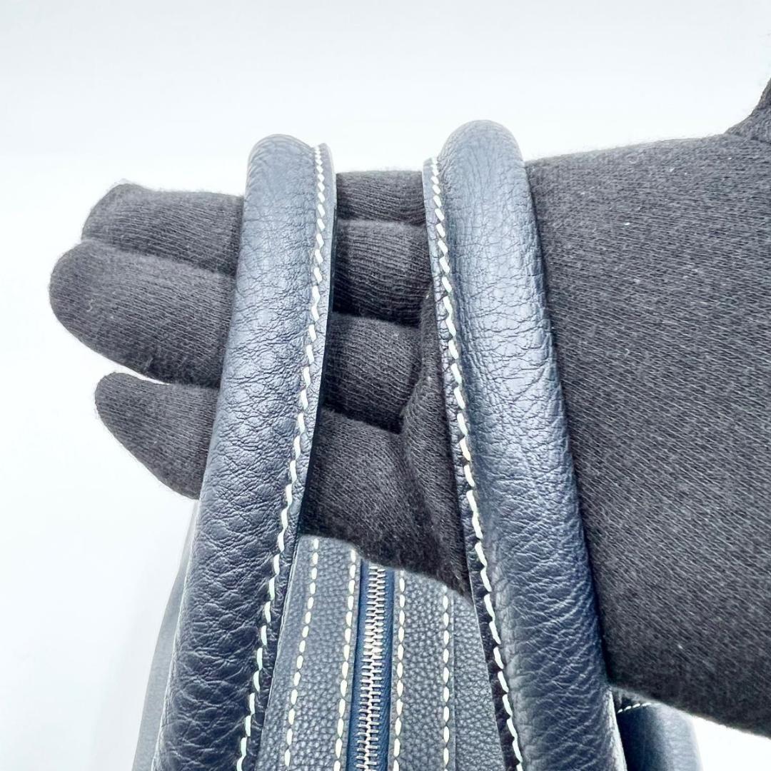 TOD’S トッズ ハンドバッグ ボストンバッグ型 ネイビー レザー 鍵付き