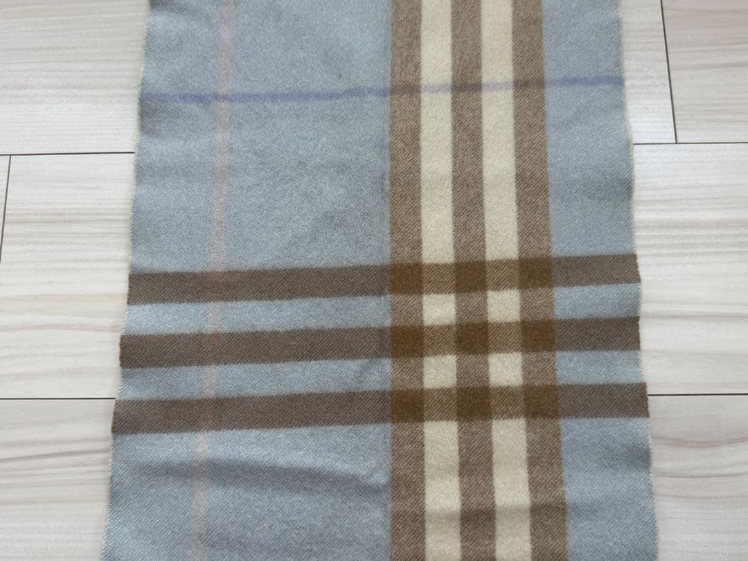 バーバリー　BURBERRY カシミヤ　マフラー　ブルー　チェック
