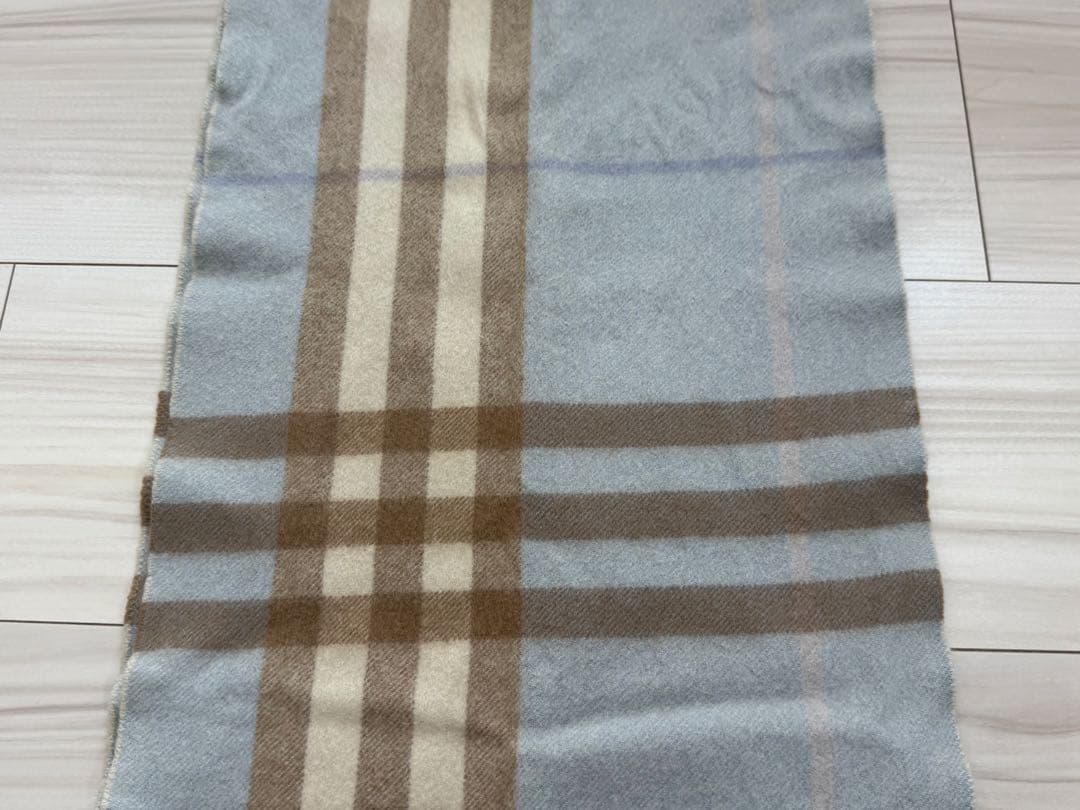 バーバリー　BURBERRY カシミヤ　マフラー　ブルー　チェック