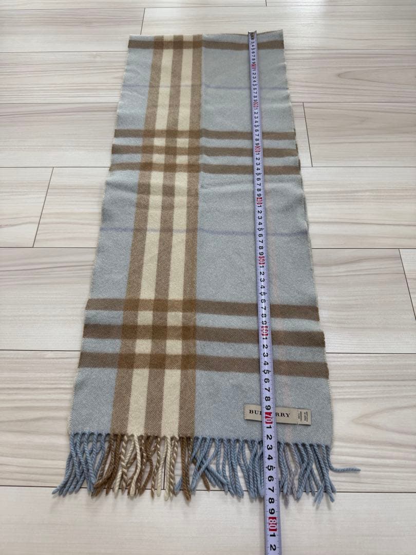 バーバリー　BURBERRY カシミヤ　マフラー　ブルー　チェック