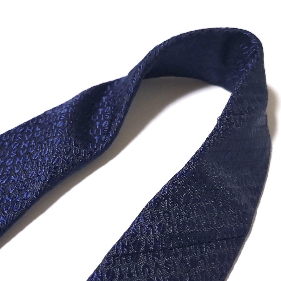 LOUIS VUITTON ルイヴィトン ネクタイ ロゴ総柄 ダークネイビー