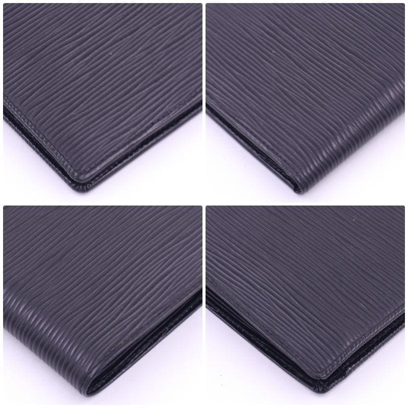 ルイヴィトン エピ 二つ折り財布 ブラック ポルト ビエ カルトクレディモネ 黒