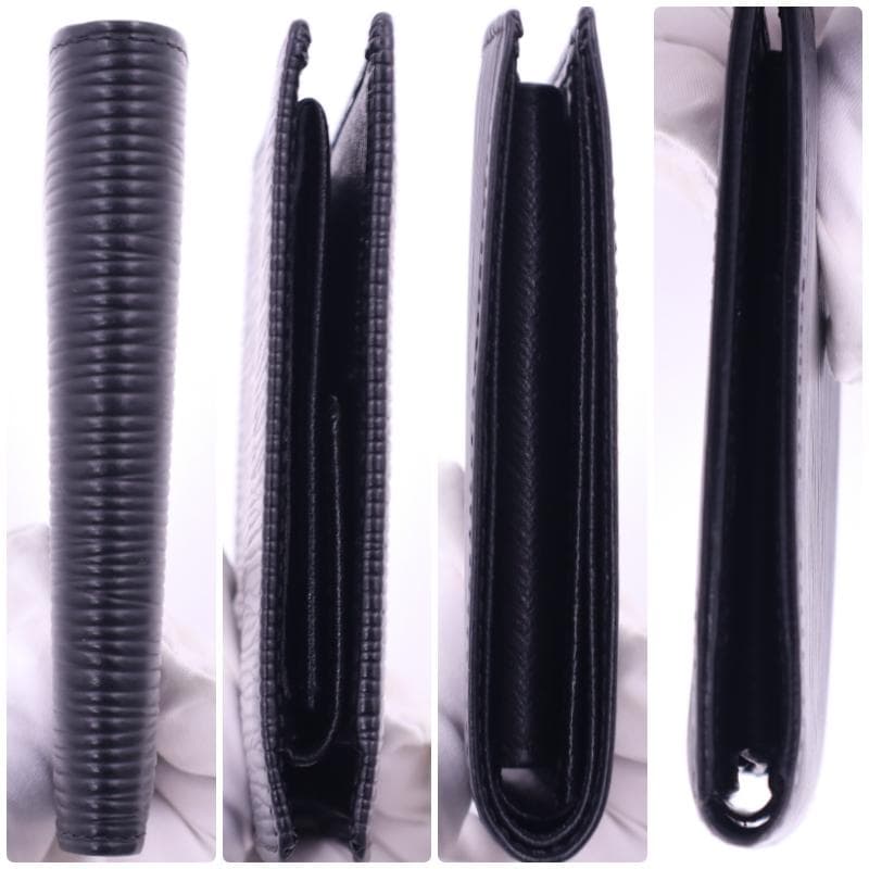 ルイヴィトン エピ 二つ折り財布 ブラック ポルト ビエ カルトクレディモネ 黒