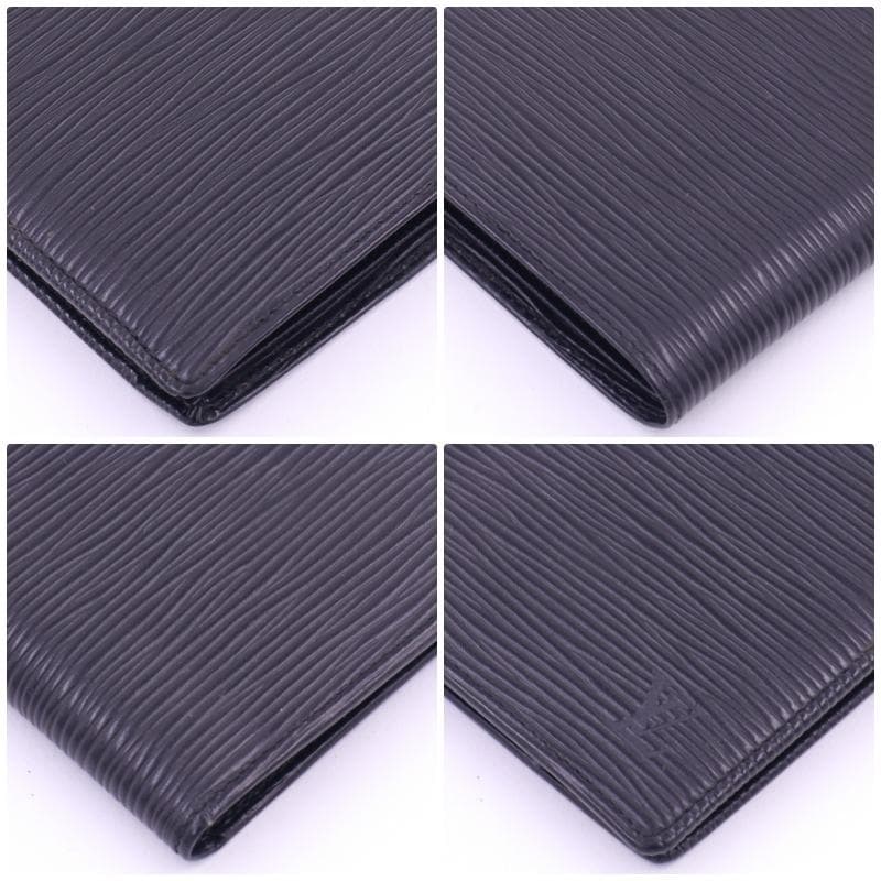 ルイヴィトン エピ 二つ折り財布 ブラック ポルト ビエ カルトクレディモネ 黒