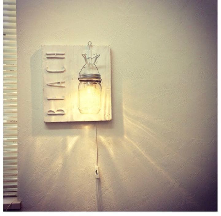 ランプ メイソンジャー 木製  インテリアライト