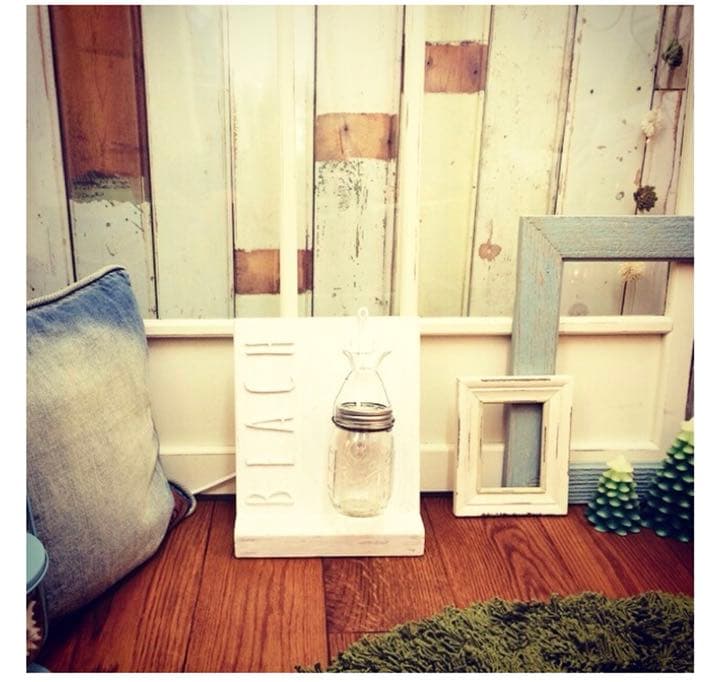 ランプ メイソンジャー 木製  インテリアライト