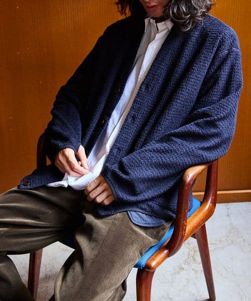 WILD LIFE TAILOR POLARTEC カ－ディガンL濃紺