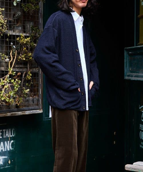 WILD LIFE TAILOR POLARTEC カ－ディガンL濃紺