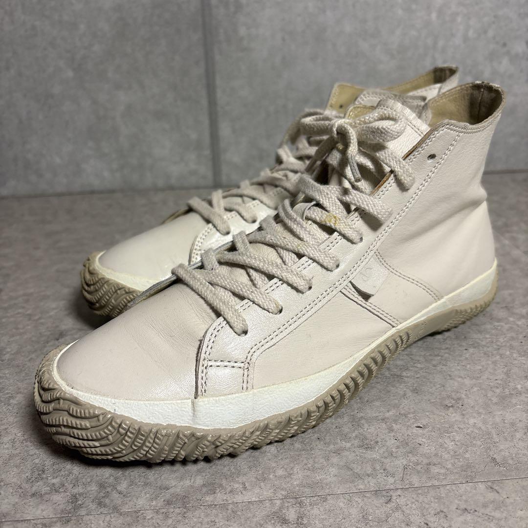 スピングルムーブ サイドジップ レザー 本革 スニーカー S アイボリー系