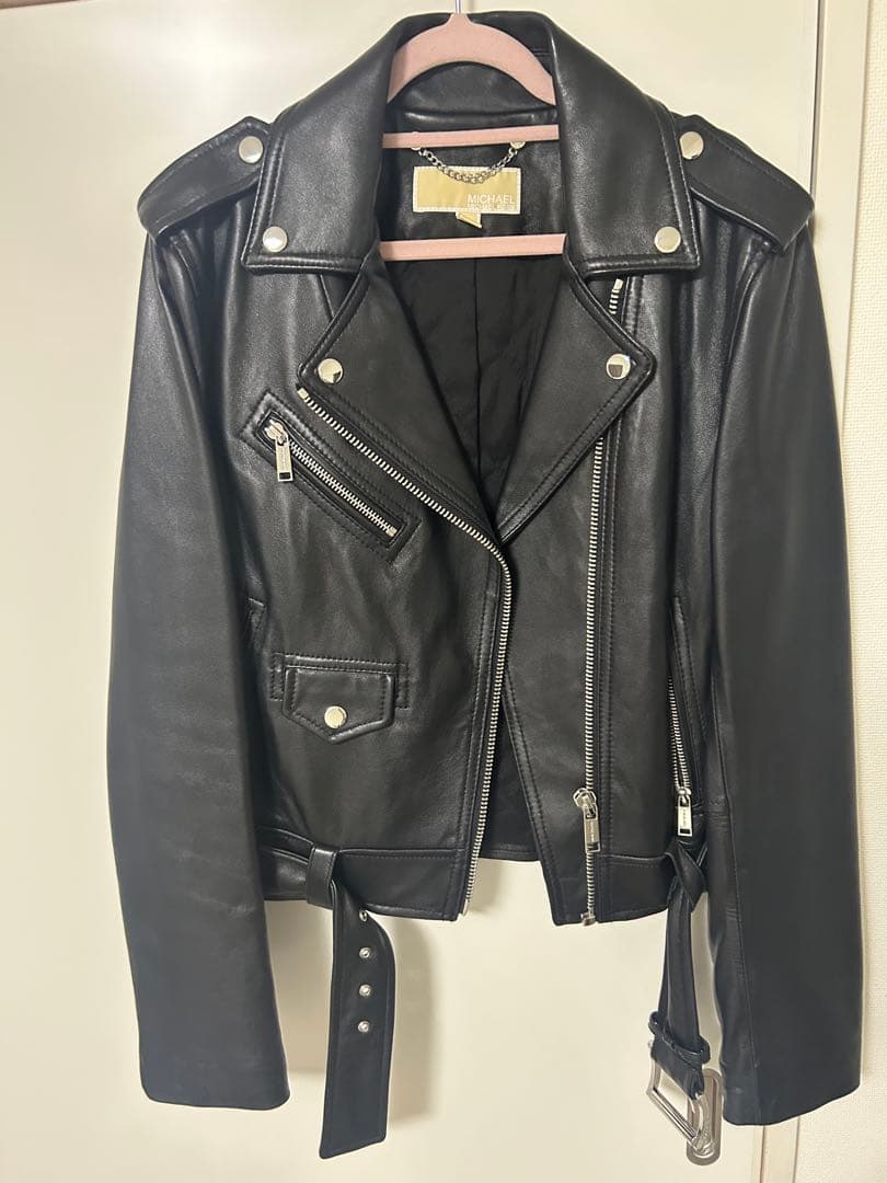MICHAEL KORS ブラックライダースジャケット レザー M