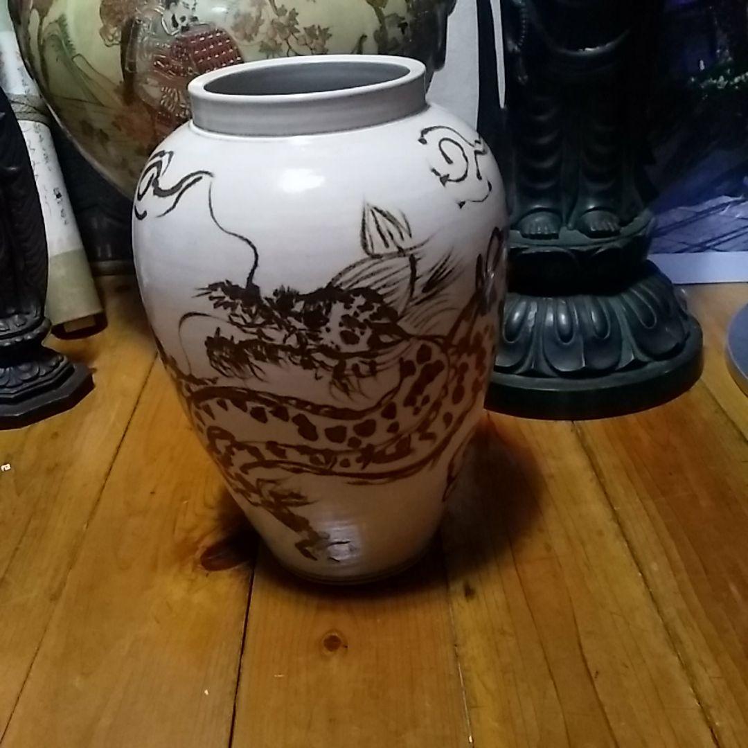 陶磁器/鉄釉風雲龍花瓶