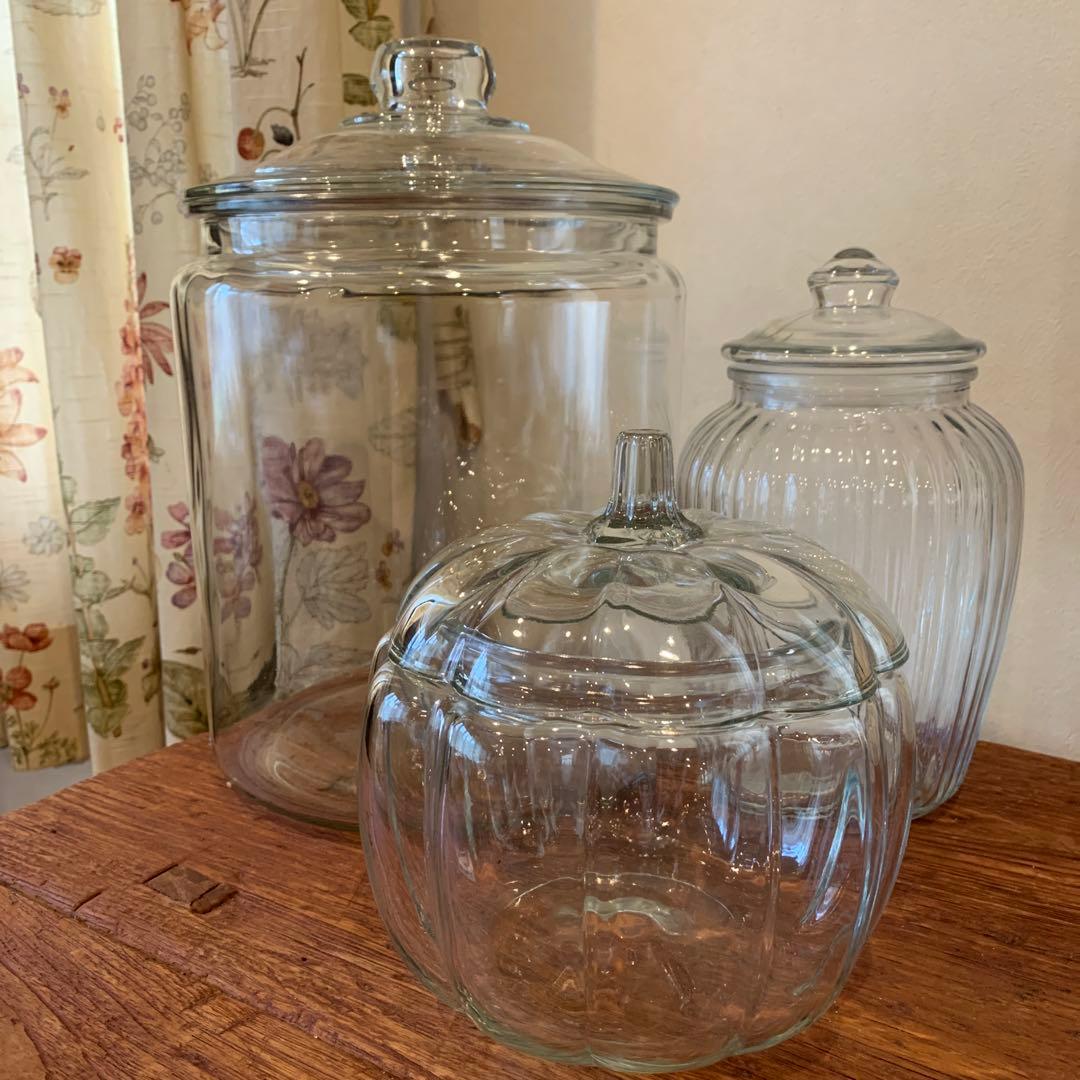 アメリカ製　アンカーホッキング ガラスキャニスター 3個セット