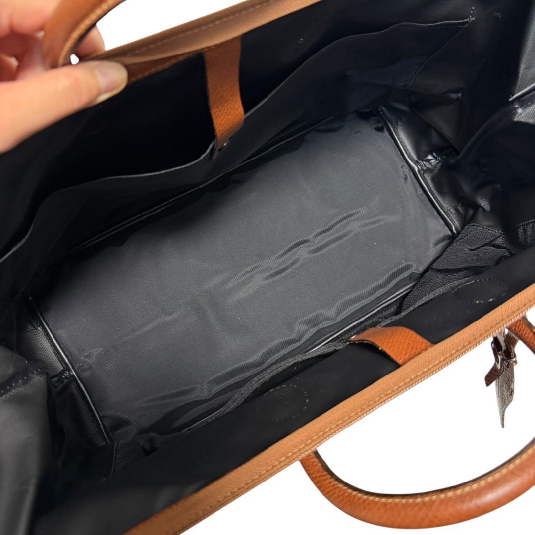 良品 LONGCHAMP 3335 ボストンバッグ キャンバス レザー 大容量