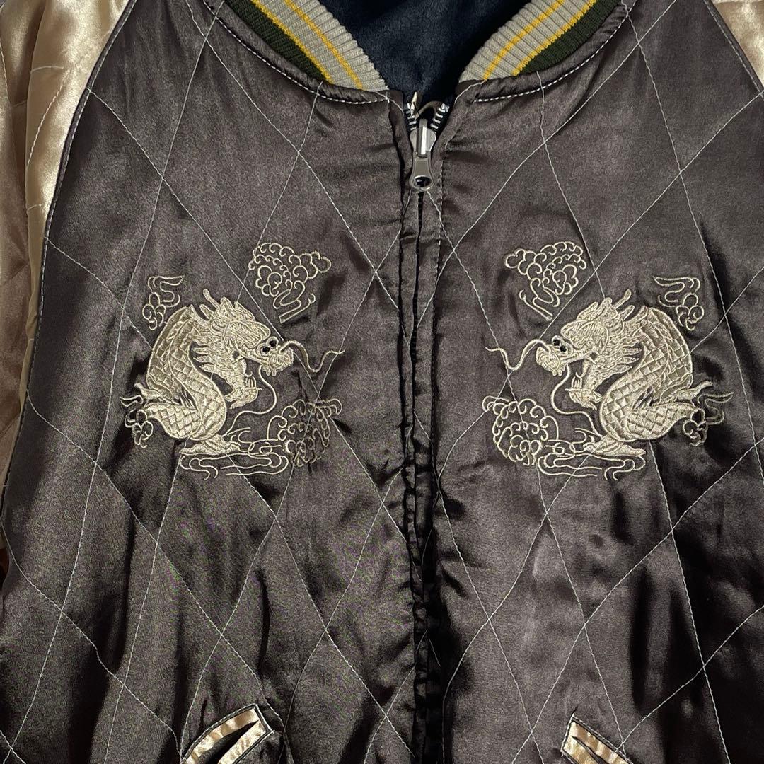 ドラゴンフライ リバーシブル ユニセックス 刺繍 スカジャン 龍虎 M