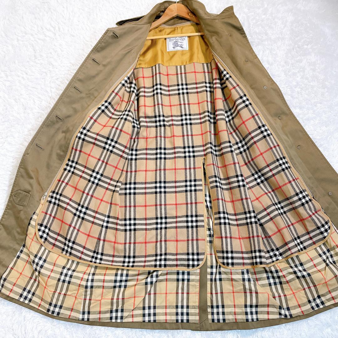 【美品】バーバリー ステンカラーコート ノバチェック マキシ丈 ライナーベルト付