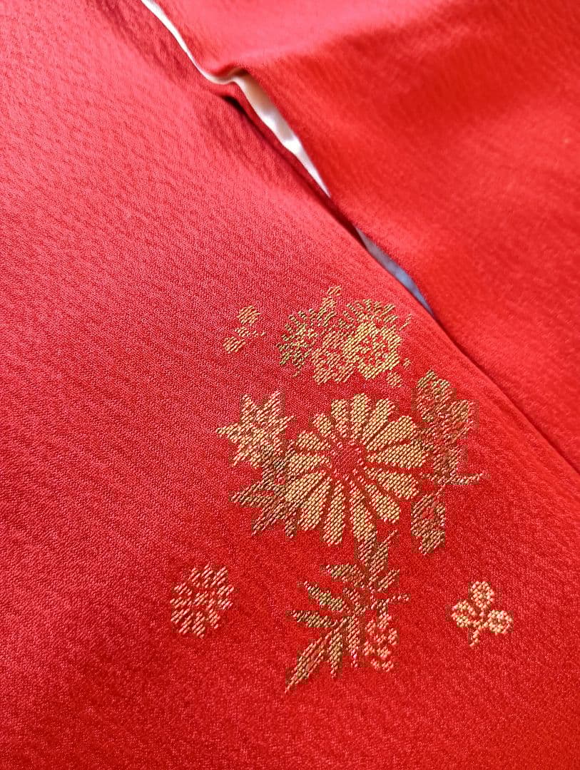 くるみ　トール　未着用振袖 フルセット　赤　無地　丈170 裄70　正絹