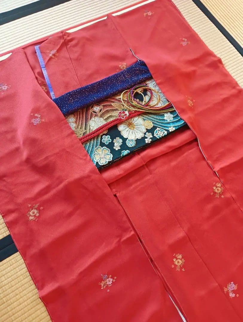 くるみ　トール　未着用振袖 フルセット　赤　無地　丈170 裄70　正絹