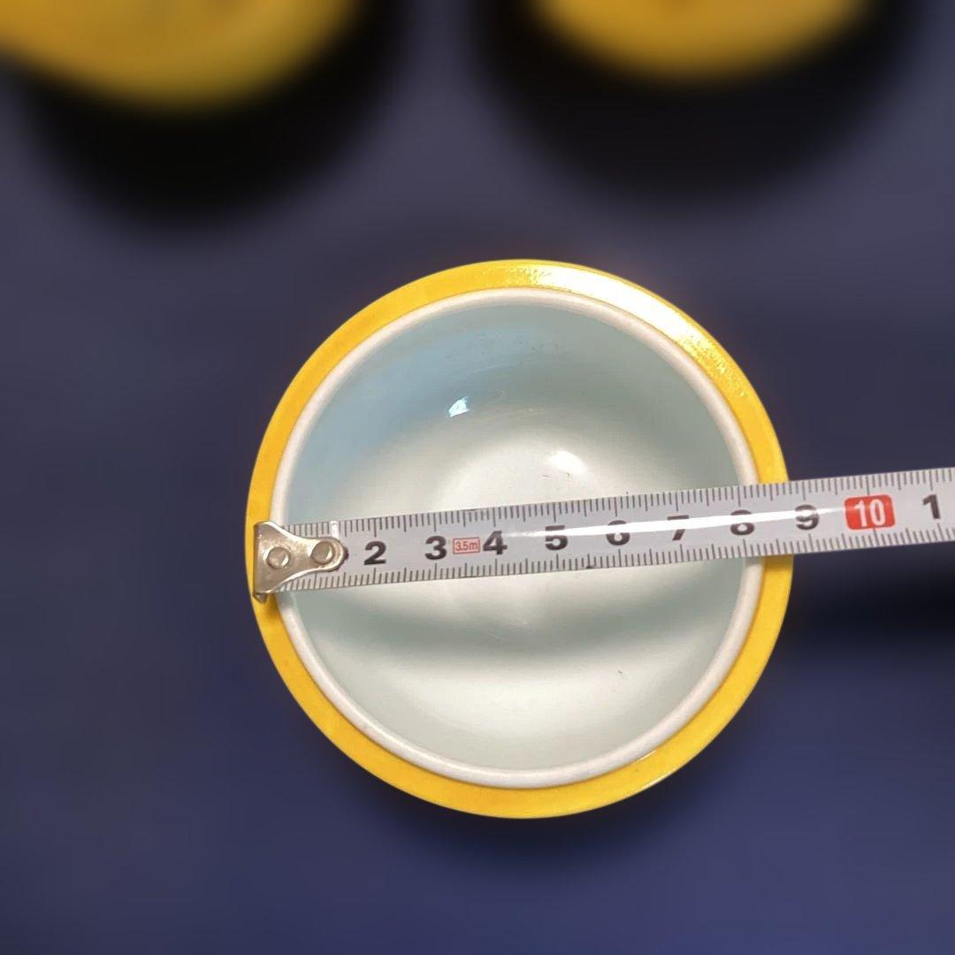 黄、緑、紫交チ型蓋物8客　　新品未使用