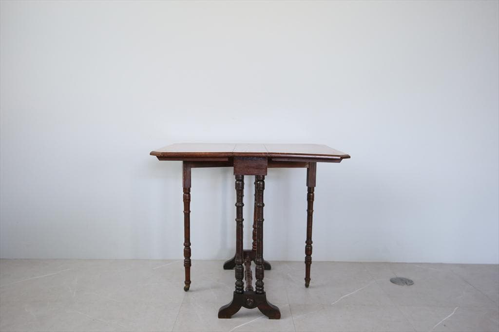 英国アンティーク木製ゲートレッグテーブル/ダイニング机/バタフライ(89-226