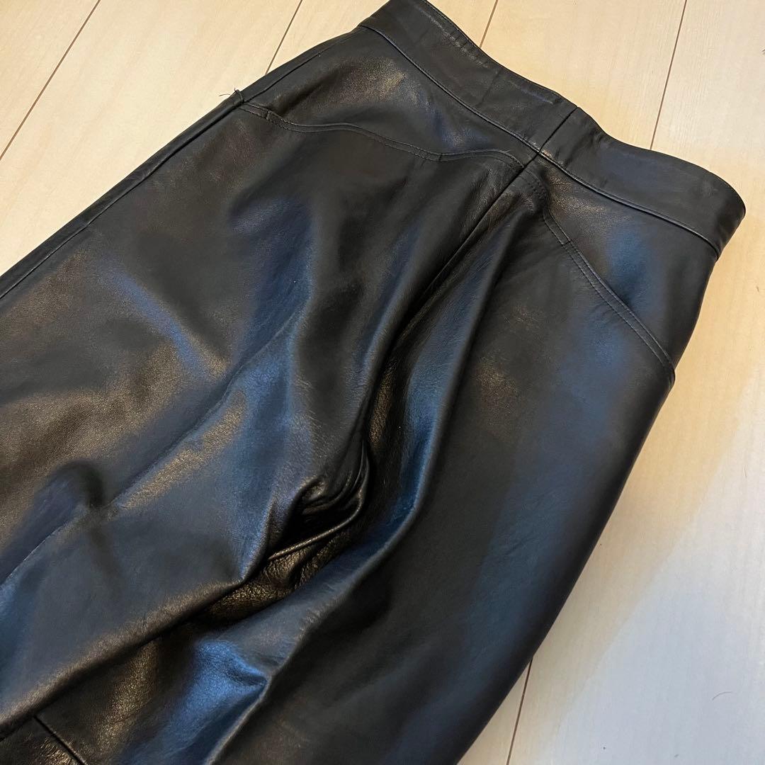 h*m様 80s 90s FIOCCHI金具 ラムレザー レザーパンツ 黒 W2