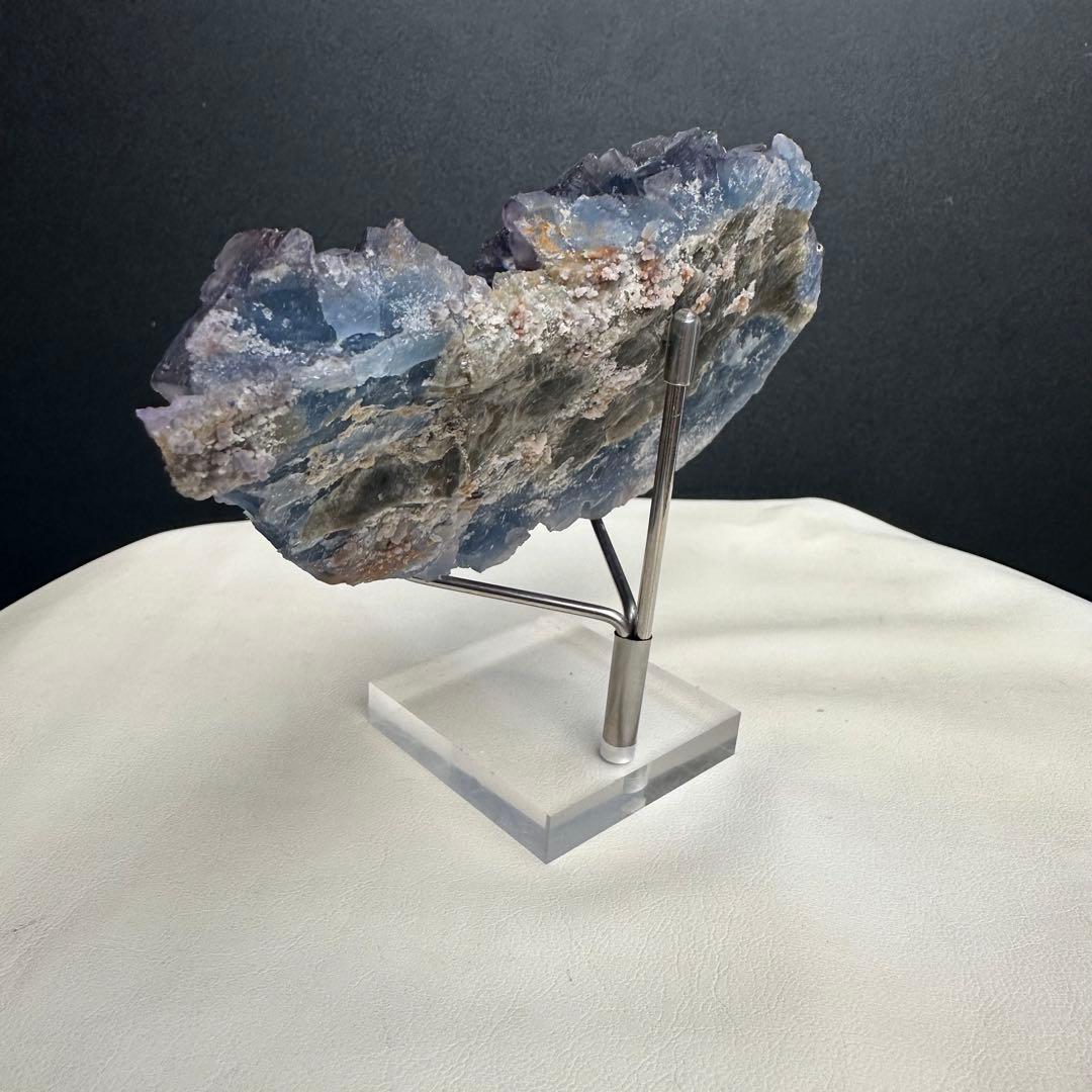 天然石 ブルーフローライト原石標本 置物F.45