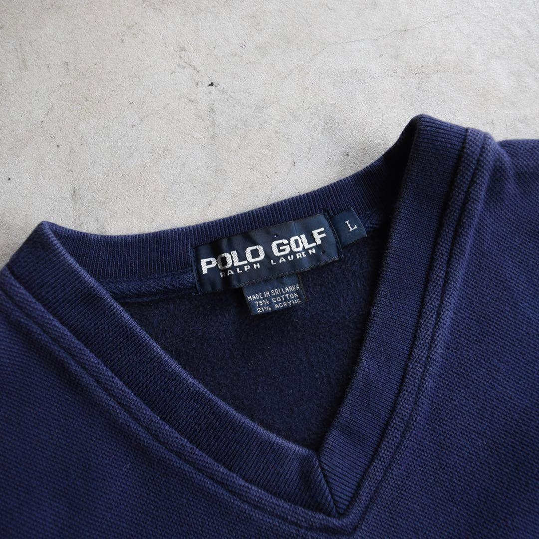 90s POLO GOLF ラルフ ポロゴルフ 鹿の子スウェット L ネイビー