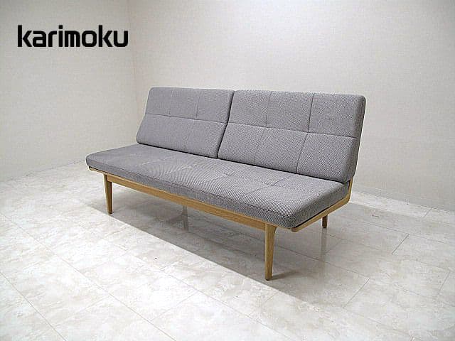 カリモク CW6013 オーク材3人掛け椅子ロング 　3人掛けソファ 約28万