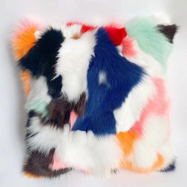 高級本毛皮クッションカバーカラフル