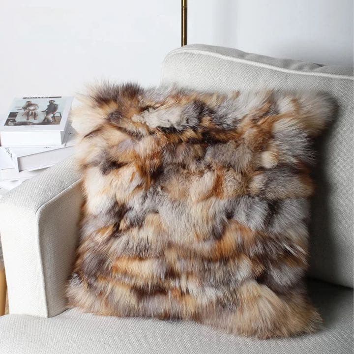 高級本毛皮クッションカバーカラフル