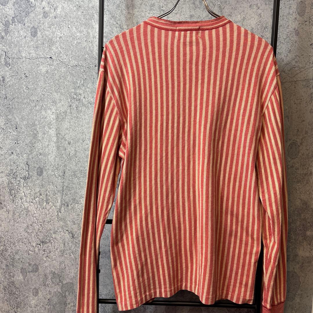 RRL Ralph Lauren ヘンリーネック ストライプ長袖カットソー L