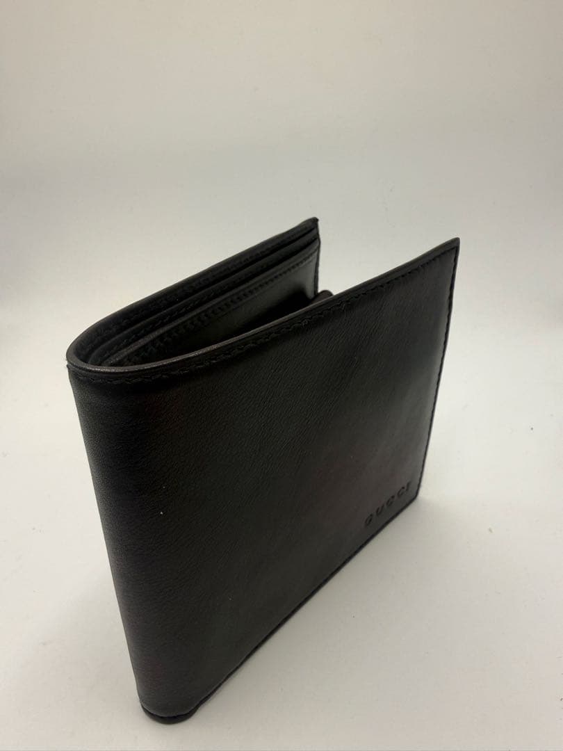 GUCCI メンズ 二つ折り財布 レザー ブラック 箱付き