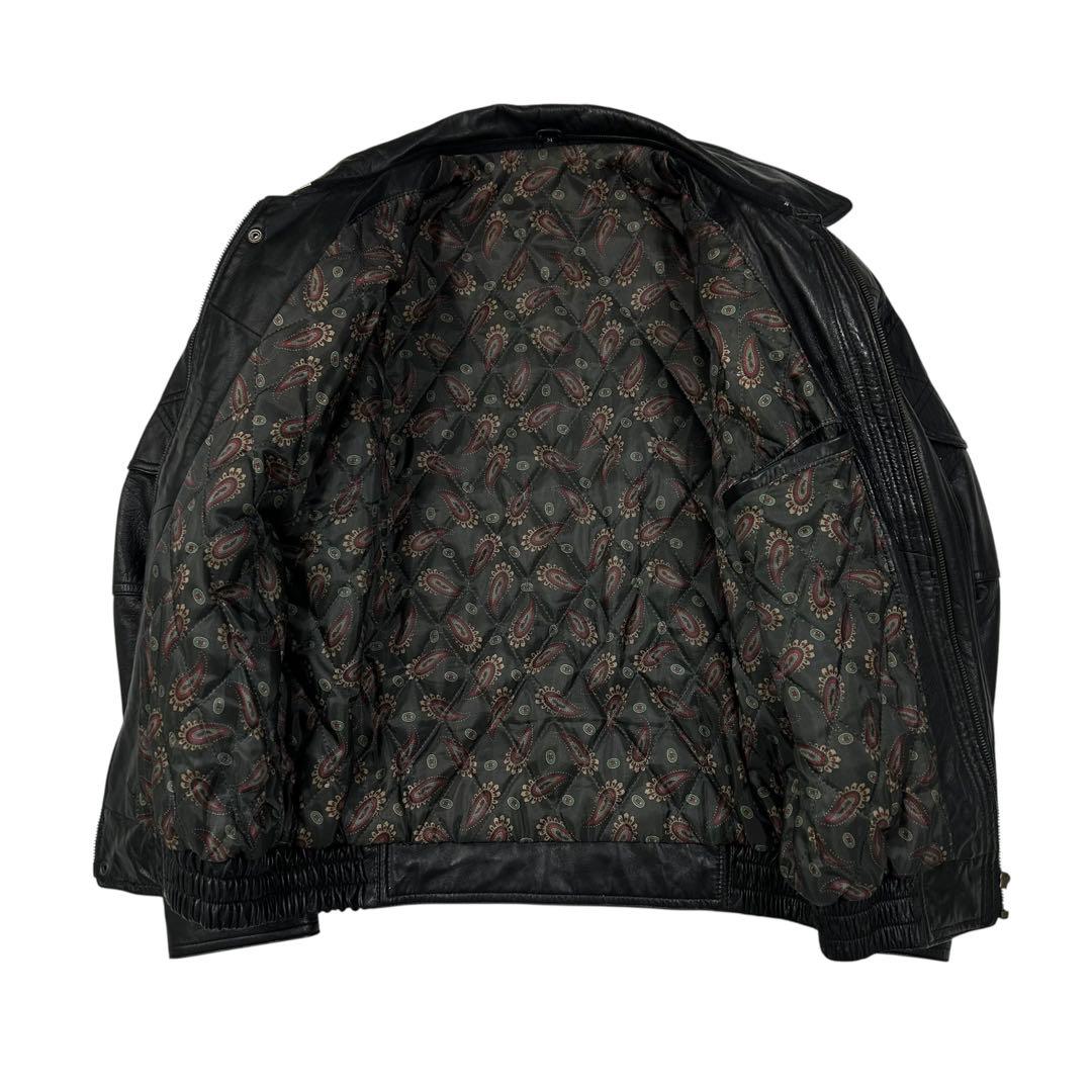 90's Vintage ラムレザー ボンバージャケット メンズM 総柄裏地