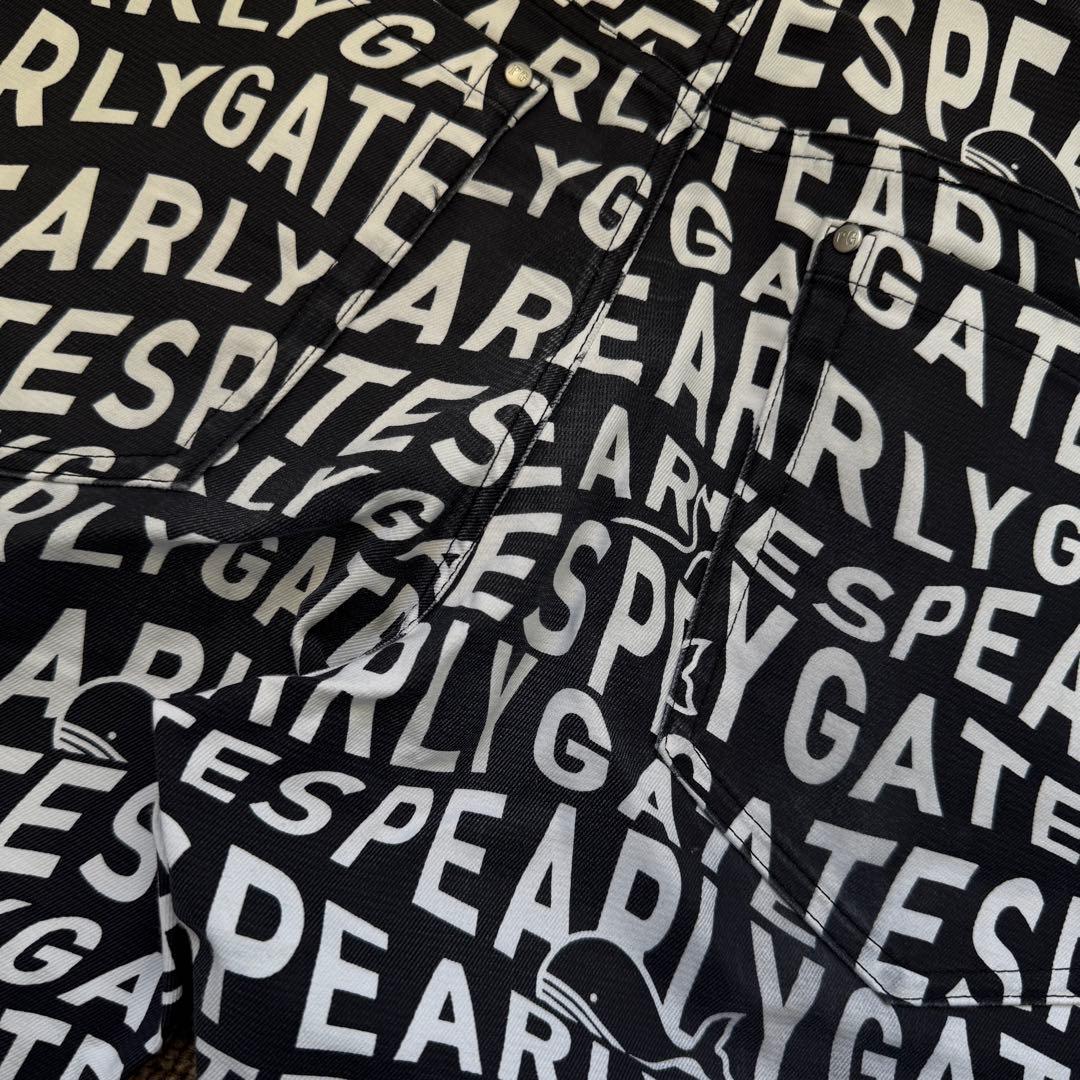 パーリーゲイツ　パンツ　総柄　M〜L相当　紺　白　ネイビー　鯨デザイン　4