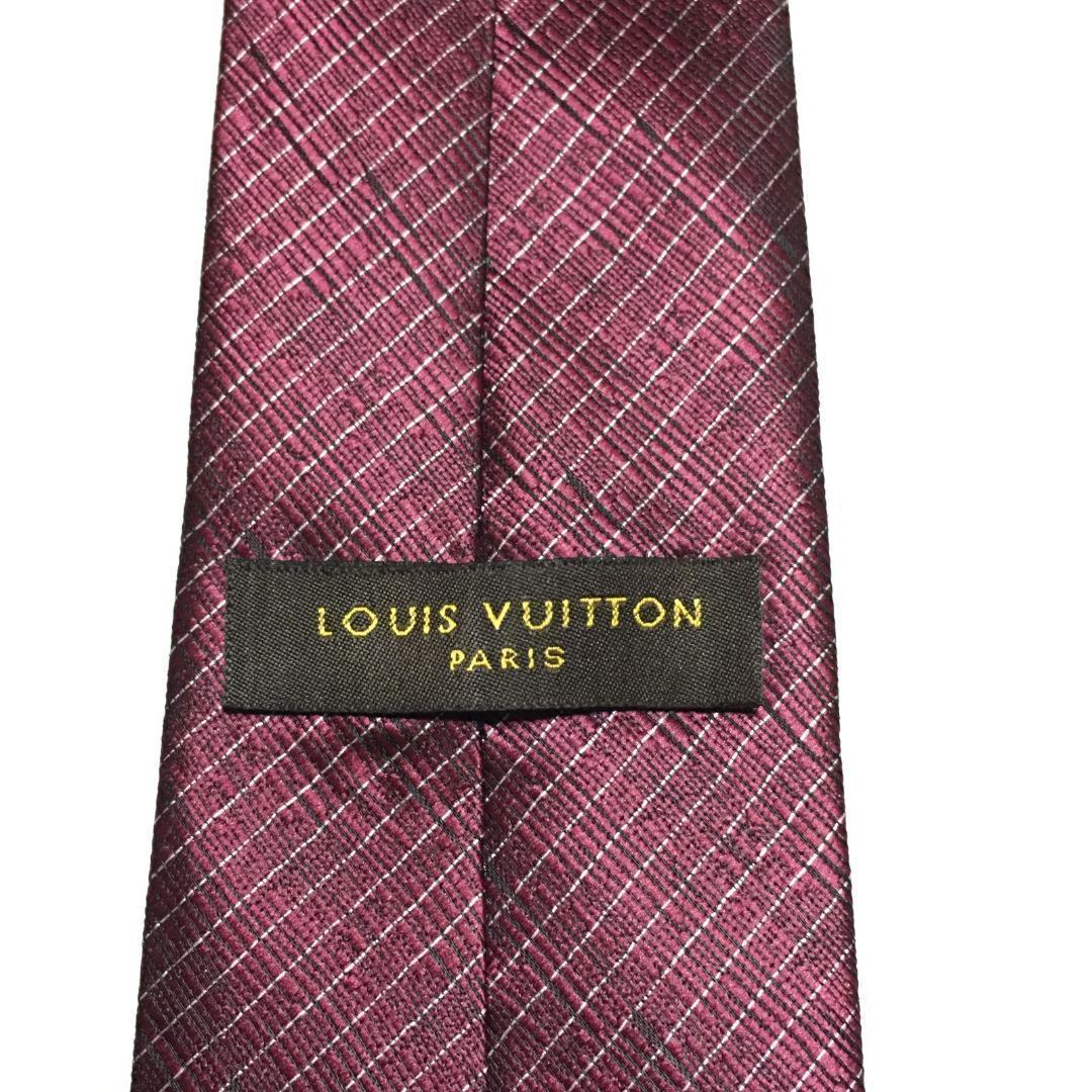 未使用級 ルイヴィトン Louis Vuitton ネクタイ ワインレッド