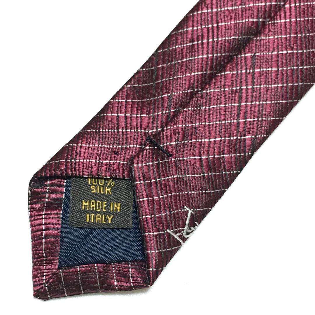 未使用級 ルイヴィトン Louis Vuitton ネクタイ ワインレッド
