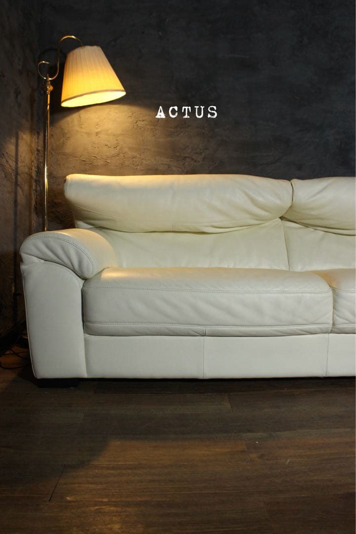 首都圏送無料〜ACTUS SHUL 総本革　3人掛け　超極上　当時35万　ソファ